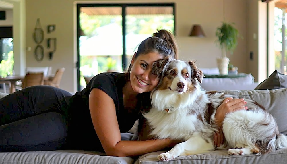 House and pet sitter caring for a dog in a Stellenbosch home
